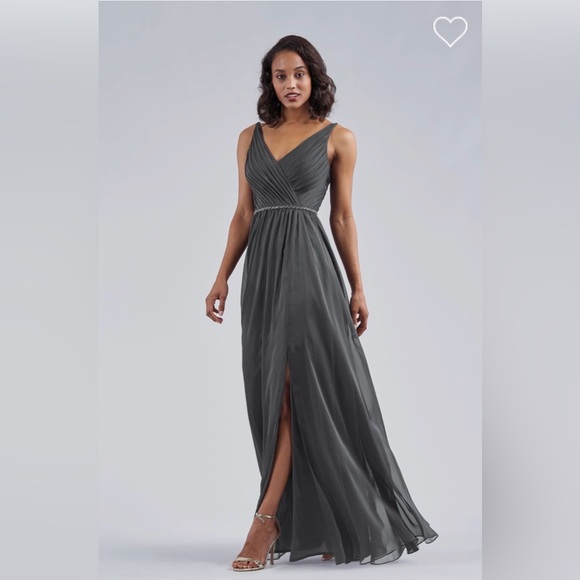 Belsoie Dresses & Skirts - Belsoie Tiffany Chiffon Long Bridesmaid or Graduation Dress with V-neckline